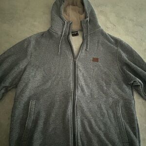Billabong Men's Blue Zip-Up Sweater with cozy soft fleece Hood - worn once